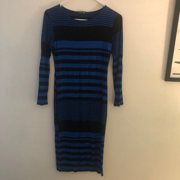 Blue and black striped bodycon - Picture 1 of 3